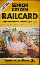 BR SENIOR CITIZEN RAILCARD COUPLE ON BEACH POSTER PHOTOGRAPHIC ORIGINAL 1985