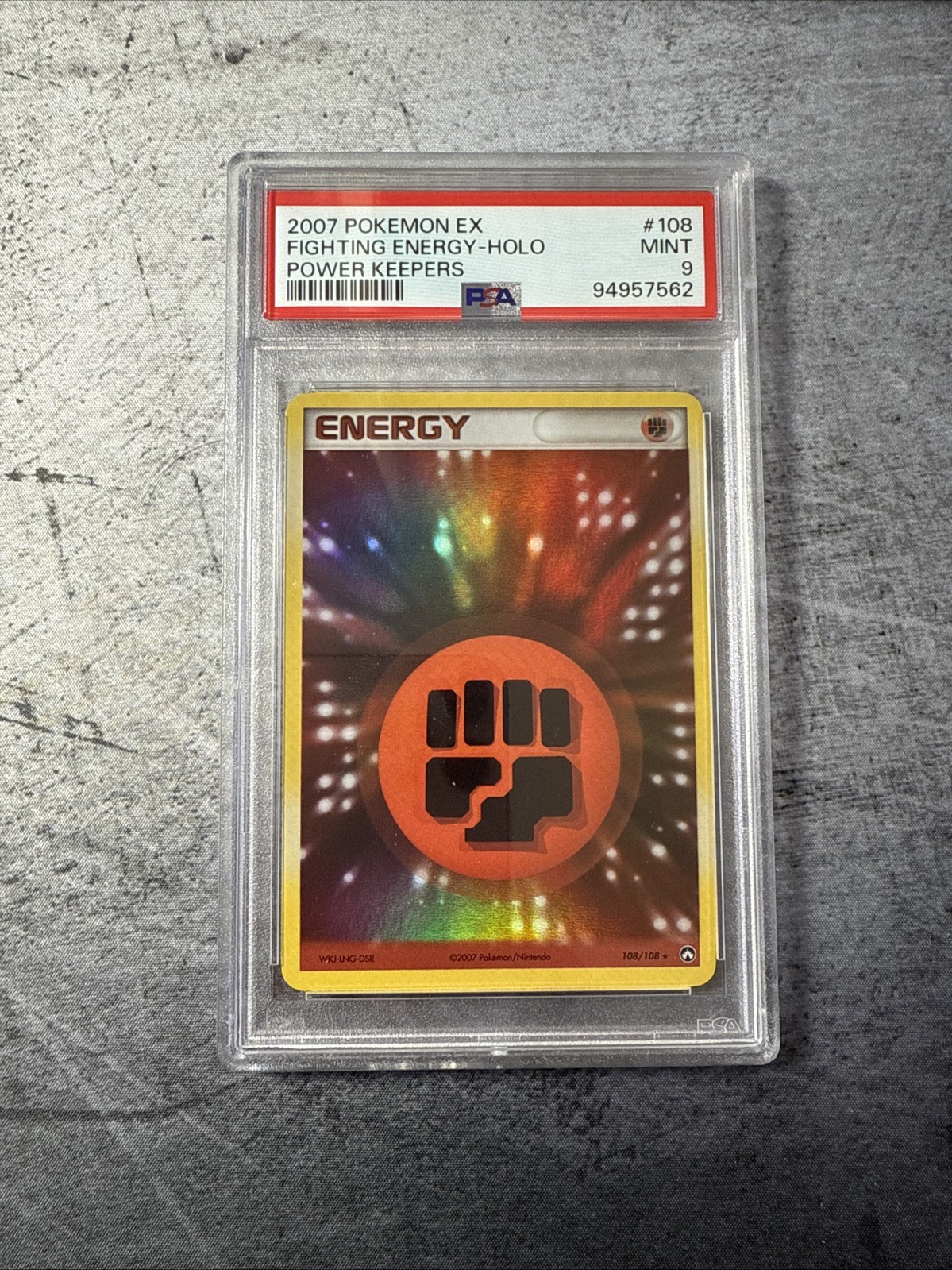 🔥PSA 9🔥- 2007 Pokemon Fighting Energy - Holo # 108 - EX Power Keepers