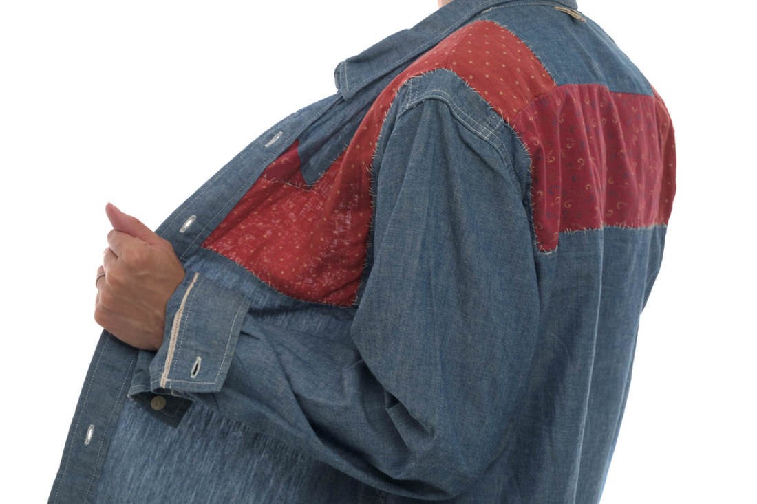 Visvim GRANGER Chambray Shirt Patchwork Denim - image 6
