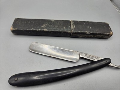 Vintage Oxford Straight Razor Germany Black Handle Case Germania Cutlery Works