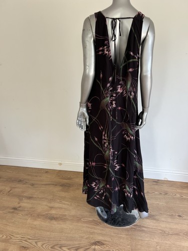 Maxi abito donna Ted Baker taglia M nero floreale chiffon spiaggia vacanza vestito NUOVO - Foto 20 di 24