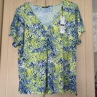 Roman Women’s Size 16 Abstract V-Neck Short Sleeve Jersey Viscose T-Shirt