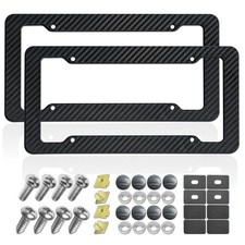 Carbon Fiber License Plate Frames Black Abs Plastic Car Tag Holder With Carbo...
