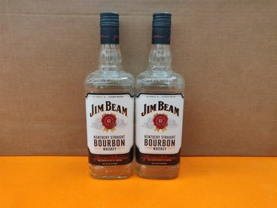       Set of 2 EMPTY 1L Jim Beam Kentucky Straight Bottles Black Label