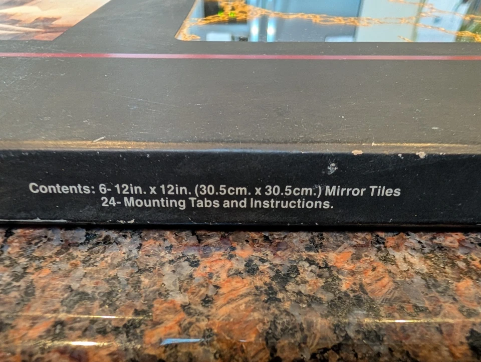 Placa Espejo Original Vidrio Espejo Azulejos Oro Vena Vintage (6 por paquete) 12"x12" Foto 2 de 4