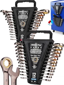 Prime 24-Piece Ensemble de clés à cliquet avec organisateur magnétique, SAE 1/4"-7/8"