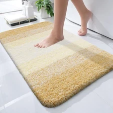 OLANLY Bathroom Rugs Mat 24x16, Extra Soft Absorbent 24" x 16", Light Yellow 