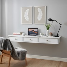  NEW 3 Drawers Storage Cabinet Wall Mounted Floating Wooden Shelf Storage Rack
