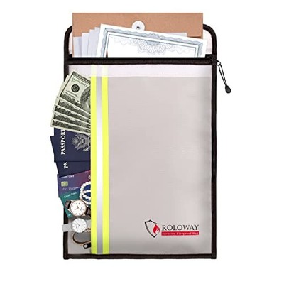  Fireproof Document Bag () with 2 Pockets, 15 x 11 inch Silver Fireproof Bag