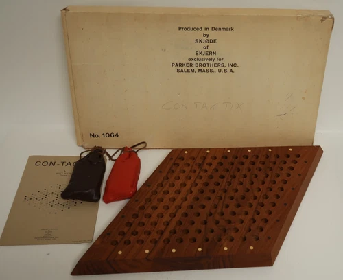 Con Tac Tix Skjern No. 1064 Parker Brothers VTG Wooden Board Game w/Pegs