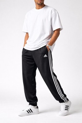 Adidas Men s Track Pants Medium Black White 3-Stripes Joggers Tricot NEW w/ Tags