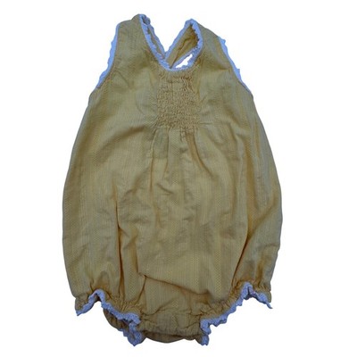 Dylan & Abby Baby Girl Yellow Smocked Sun Romper Lace Trim 18M Sleeveless Bubble