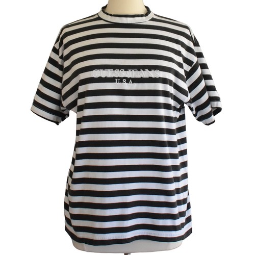 Vintage 90s Guess Horizontal Chunky Stripe Tee Size Small to Medium