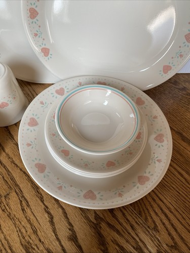 Corelle Forever Yours Dinnerware Heart Platters Plates Cups Bowl - Picture 9 of 9