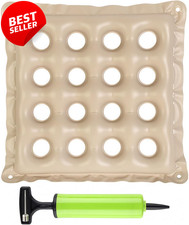 Inflatable Seat Cushion 17x17in Pressure Relief Wheelchair Waffle Pad Cream - US