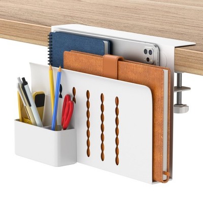 HAMOPY Desk Side Storage, Single-Layer Steel Hanging Single(1 Tier), White 