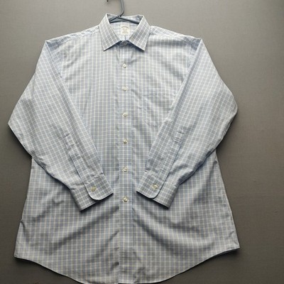 Brooks Brothers Regent Men's Blue Checked Non Iron Button Up  Shirt 16 1/2-33