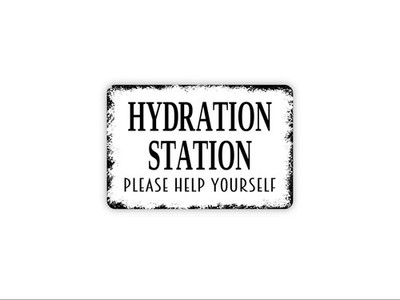 Hydration Station Please Help Yourself Sign | Water Station Wall Decor | Drink