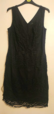 Black Floral Lace V-Neck Sleeveless Sheath Knee Length Dress Size 12 Regular