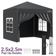 Heavy Duty Gazebo Pop up 2.5x2.5m Marquee Oxford Camping Tent Canopy With Sides