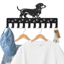 Dachshund Coat Rack Wall Mount Metal Dog Paw Print Key Hook 9.8×4.7inch Pet A...
