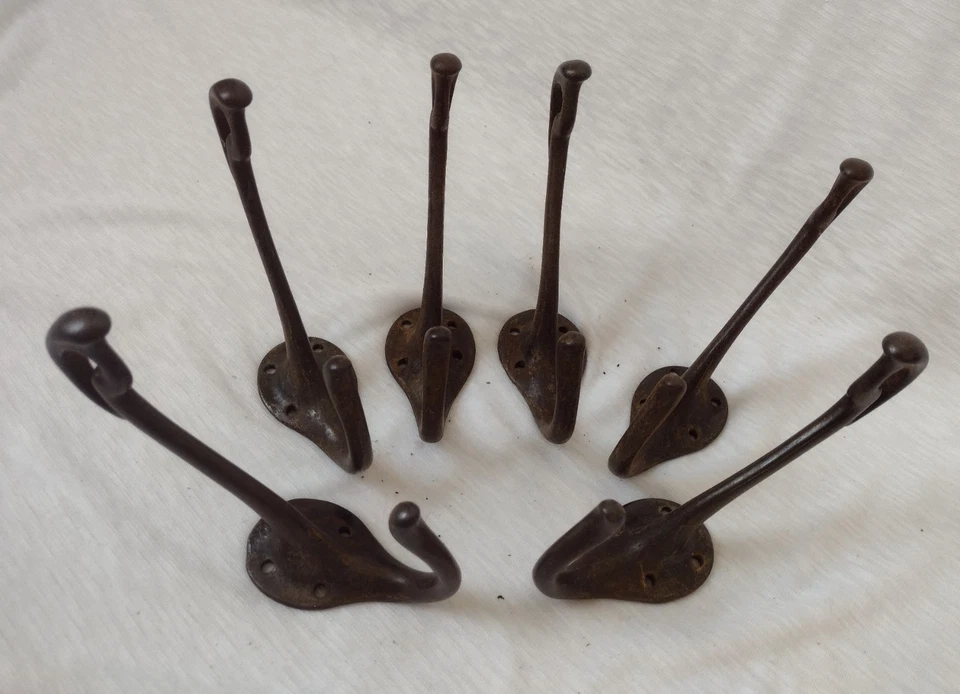 Victorian Cast Iron Hat & Coat Hook Hanger Pair Antique Rare - Image 4 of 4