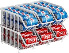 GILLAS 6 Pack Stackable Soda Can Organizer for Refrigerator, Can Holder Dispe...