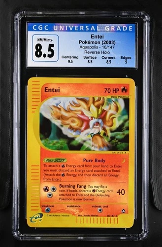 Entei 10/147 Reverse Holo Aquapolis Pokemon CGC 8.5 Nm/mint+