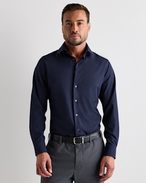 Quince Men Performance Stretch Wrinkle-free Slim Dress Shirt Blue XL