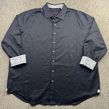 Robert Graham Mens 3XL Paisley Button Up Shirt Flip Cuff Black Goth Preppy