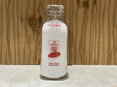 Hershey Estates Dairy Hershey Pa Square Pint Red & Brown Pyro Milk Bottle - Image 1 of 4