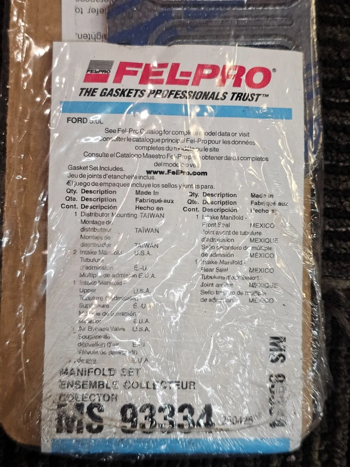 Junta coletor de admissão de motor Felpro MS 93334 para 1986 Ford Thunderbird - Imagem 2 de 4