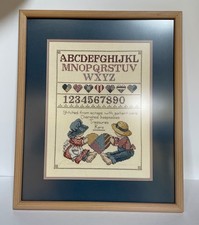 Vintage Framed Cross Stitch Wall Art 16.5 X 20  Double Matted w/Glass