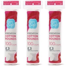 Medline Simply Soft Cotton Rounds 300 Count , 100 Cotton Absorbent and Text...