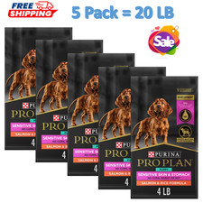 5 Pack,Purina Pro Plan Sensitive Skin & Stomach Puppy Dry Dog Food - Salmon 4 LB 3.50 per pound