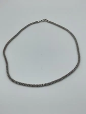 Real 925 Sterling Silver Diamond Cut Popcorn Chain Necklace Made in Italy, 18 in
