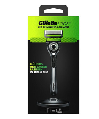 Gillette Labs Nassrasierer Herren, Rasierer mit Reinigungs-Element + 1 Rasierkli