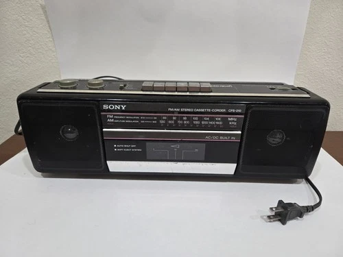 VTG Sony CFS-210 Sound Rider Boombox AM/FM Cassette Tape Black Tested & WORKS