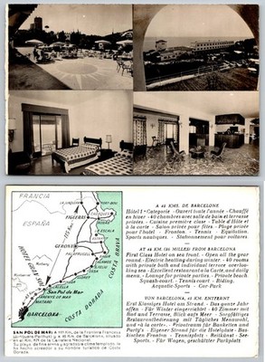 Vintage San Pol de Mar, Spain Multi-View Postcard Hotel Gran Sol Costa Brava