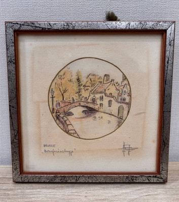 Yvan Royon Brugge Bonifacius Bridge Original Etching Signed Belgium