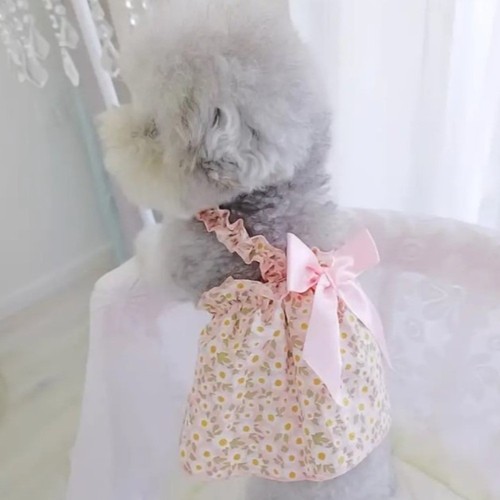Bow Pet Princess Dress Cotton Material Pet Party Costumes Pet Daily Wear - Picture 3 of 10