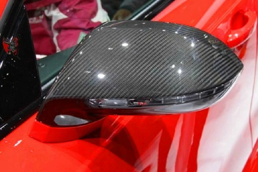 Tapas de espejos retrovisores laterales de fibra de carbono reemplazo para Audi A7 S/RS7 2012-2018 con asistencia de carril Foto 2 de 4