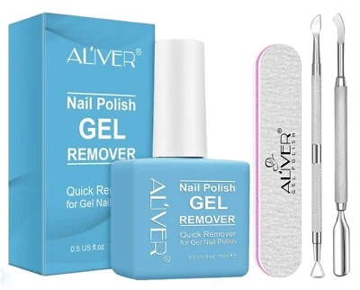 ALIVER NAIL POLISH GEL REMOVER KIT Nail Polish Peeler Scraper Cuticle Pusher Nail File