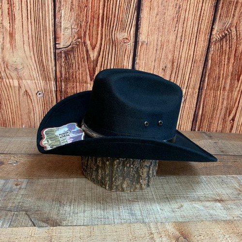 Kid's Black Western Cowboy Hat Black Faux Felt Texana Vaquero para Ninos Negro - Picture 3 of 12