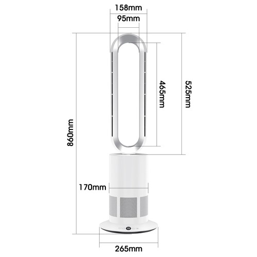 ANGELO Electric Bladeless Heat Cool Floor Fan Timer Remote Touch Control - Picture 7 of 13
