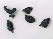 5 - 1930’s Vintage Lead Johillco - John Hill & Co Cockerel White Rooster & Hens