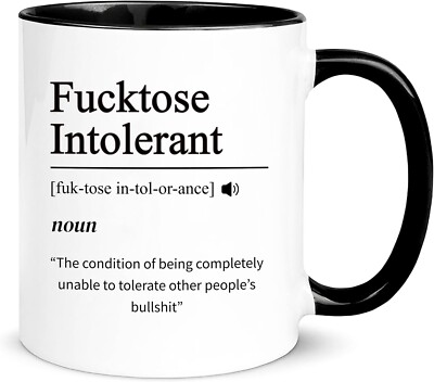 Fcktose Intolerant Definition Mug, Funny Coffee Cup, Sarcastic Gift, Swear Word