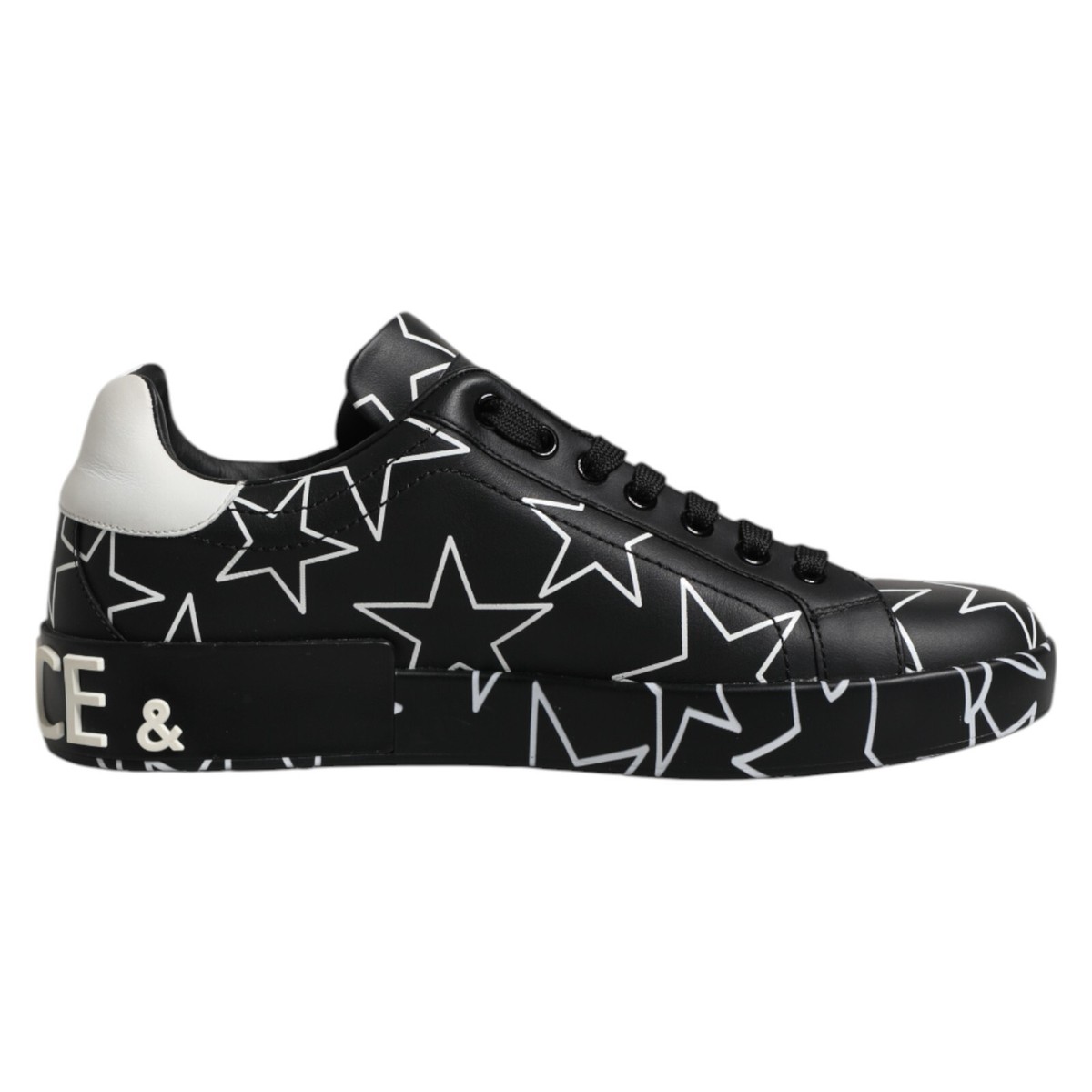 人気モデル✨ DOLCE&GABBANA スニーカー スタッズ 【24.0】 黒 DOLCE & GABBANA Shoes Black White Stars Low Top Men Sneakers