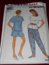    SIMPLICITY 7810 - LADIES CASUAL PULL ON PANTS  PULLOVER TOP PATTERN 6-18 FF