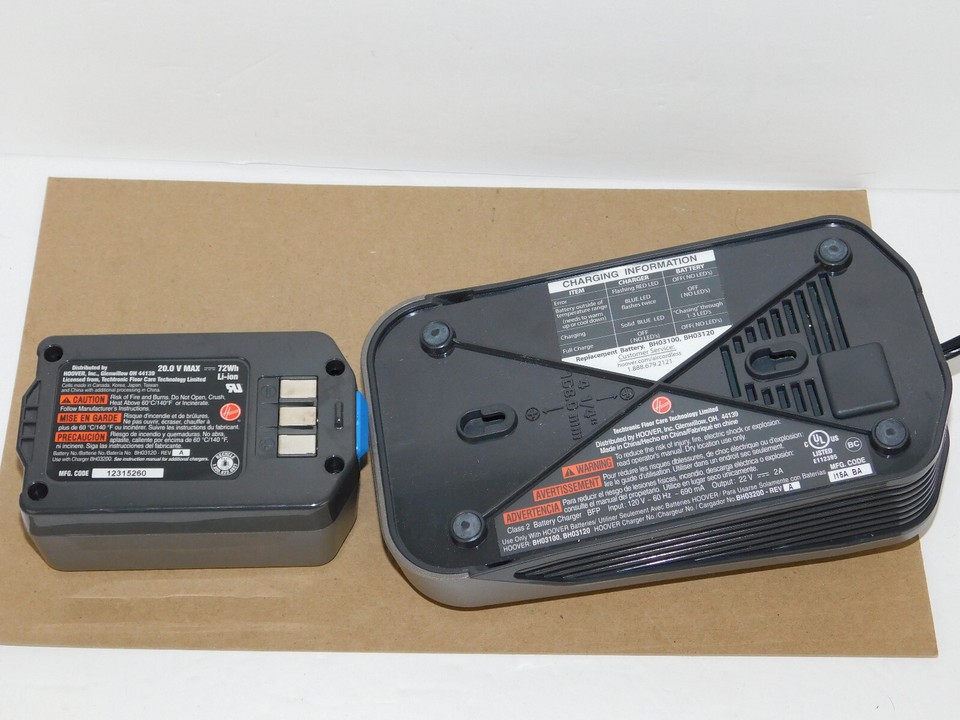 Hoover Charger BH03200 w/20v Lithium Life Battery BH03120 For Vacuum BH03100 eBay